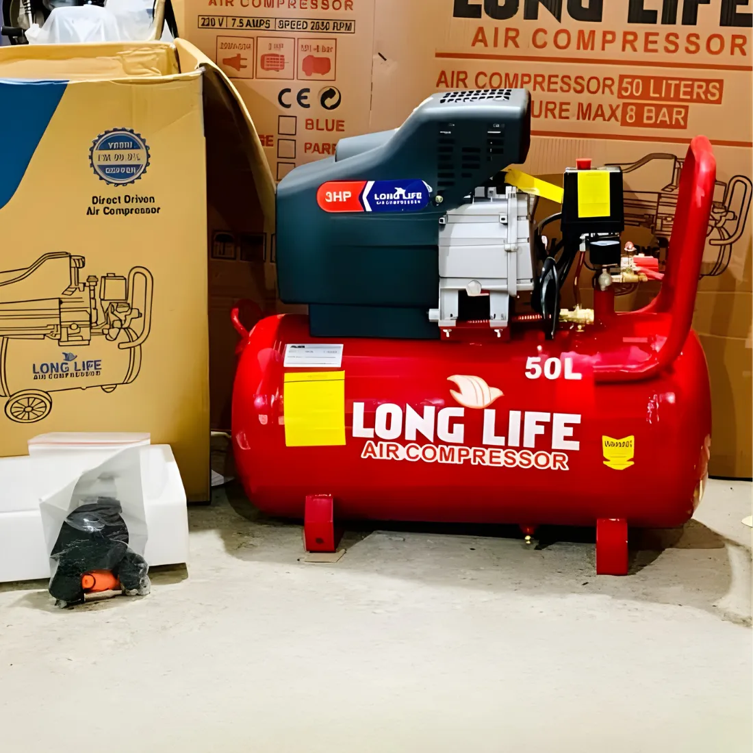 LongLife Industrial Air Compressor | 2HP to 3HP | 24L to 70L Tank - Image 2